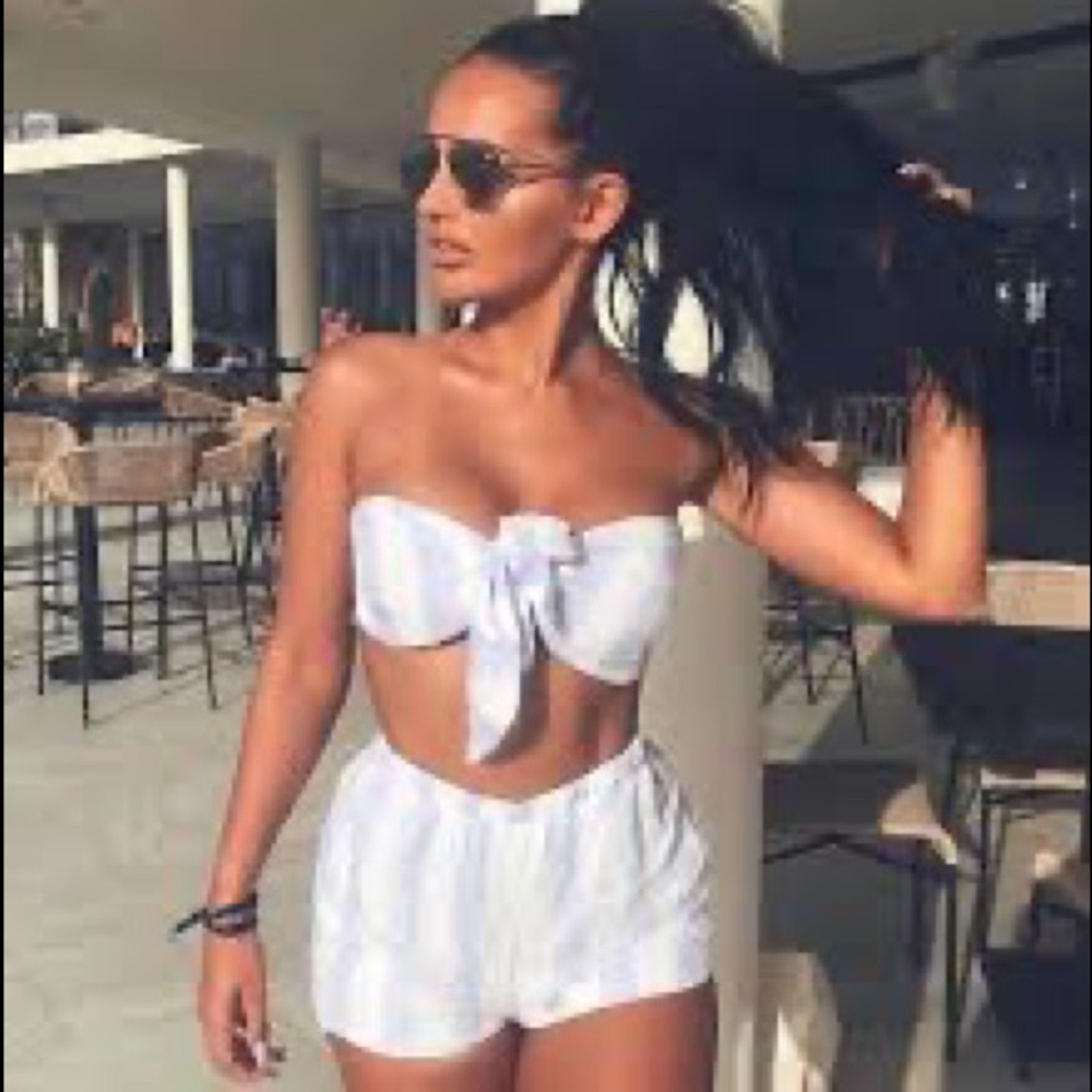 Blue and White Stripe Two Piece Set